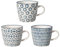 Bloomingville Tassen mit Henkel Kristina Retro Kaffeetasse Teetasse Vintage dickwandige ø 9,5 x H 8 cm, blau, Keramik, 3er Set, fasst ca. 280 ml