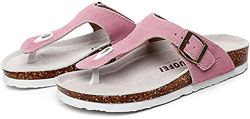 Asifn Verano Hombre Mujer Zapatillas de Estar Por Casa Zuecos Sandalias Unisex Adulto Chanclas Punta Descubierta Corcho Zapatillas Playa（Rosa,48/49 EU,45 Tallas de la Marca