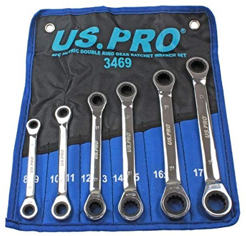 Double Ring Ratchet Spanner Set 8-19 mm 6-Piece Ratchet Spanner Ring Spanner