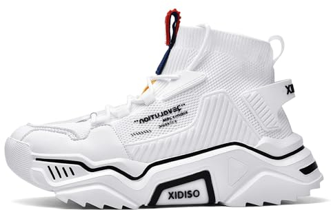 SANNAX Herren Sportschuhe Atmungsaktive Turnschuhe Leicht Wanderschuhe High Top Sneakers Outdoor Fitnessschuhe Lässige Designerschuh(Weiß)