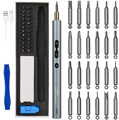 Eyein Mini Elektrischer Schraubendreher, Magnetisch Automatischer Kabellos Torque Präzisions Schraubendreher Satz mit 24 Bits LED Arbeitslicht für Telefon, Uhren, Spielzeug, Laptops