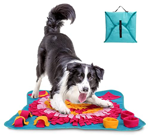 Nobleza Schnüffelteppich Hund Intelligenzspielzeug, Waschbar Faltbar, rutschfest Intelligenz Hundespielzeug Schnüffelspielzeug Fördert Die Natürlichen Futtersuchfähigkeiten, 70 * 70cm (Blau)