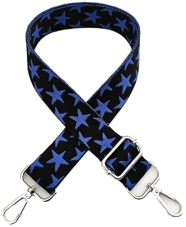 Verstellbar Schulterriemen für Taschen Taschengurt 75-130cm Bunter Sterne Schultergurt Taschenhenkel Taschenriemen Leinwand Umhängegurt für Taschen Handtaschen für Damen und Herren, Schwarz Blau