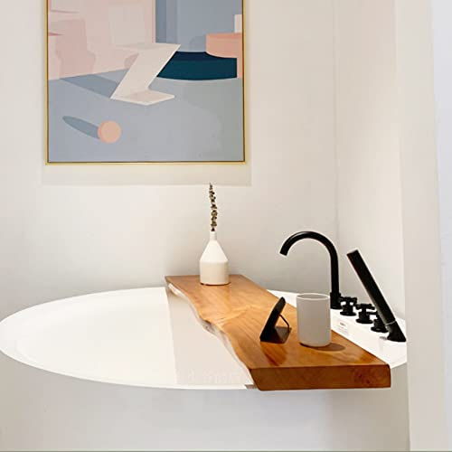 ZYFAB Lusso bambù Vassoio per Vasca da Bagno,Colore Noce Legno Tavolo per Vasca Tavolo Antiscivolo Grande Supporto per Vasca Mensola per Vasca,Marrone,80 * 30 * 5cm