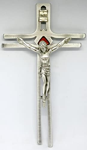 10.854.31 croce crocefisso crocifisso con cristo argento e targhetta inri da muro da parete argento misura 20 cm