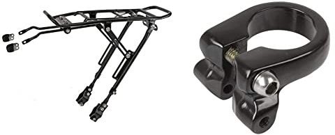 M-Wave 440174 Gepäckträger One-4-All, 20-29, Aluminium, Schwarz & RACKY Sattelklemme, Schwarz, 31.8 mm