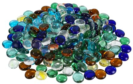 Glassteine bunt, 900g Glassteine Deko, 17-19 mm Muggelsteine, Dekosteine Kinder, Spielsteine, basteln, bunt-Mix durchsichtig Glasnuggets, für Vasen Craft Garden Bowls Aquarium