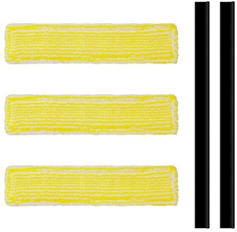 Fenstersauger Zubehör für Kärcher Ersatzteile für WV1 WV2 WV5, 3 Zubehör Mikrofaser-Wischbezüge + 2 Gummilippe Abzieher, Ersatzlippen Ersatzteile für Kärcher Reinigungsmaschine, für Fensterreinigung