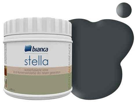 Bianca Stella Peinture de Meuble Premium pour Cuisine & SdB, Anthracite, 500ml, Peinture Meubles de Cuisine à Base d'Eau, Toutes Surfaces, Bois, Carrelage & Métal
