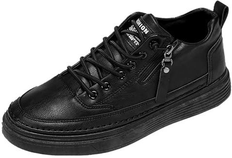 Generisch Baskets avec fermeture éclair latérale pour homme - Chaussures de sport plates - Chaussures de randonnée souples - Chaussures de marche - Antidérapantes - Couleur unie - Chaussures à enfiler