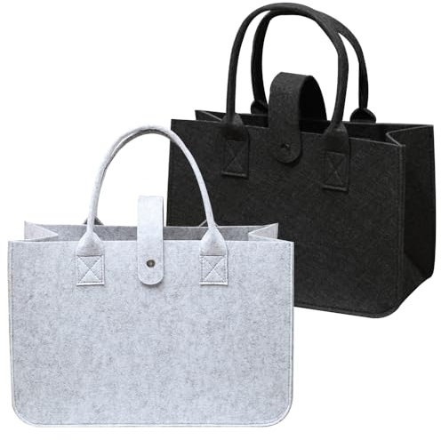 Aweisile Filztasche Einkaufstasche 2 Stück Filztaschen Faltbar Filztaschen Shopper Einkaufstasche Filz Filz Henkeltasche Filz Tasche Tragetasche Filz Filztasche für Den Alltag Camping Reisen Einkaufen