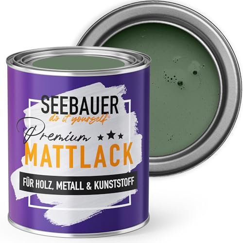 SEEBAUER diy Mattlack Dunkelgrün 375ml für Innen & Außen (No. 760 Nordic Wood) Möbelfarbe ohne Schleifen - Hybrid-Lack für Holz, Metall, Kunststoff - Holzlack, Möbellack hohe Deckkraft