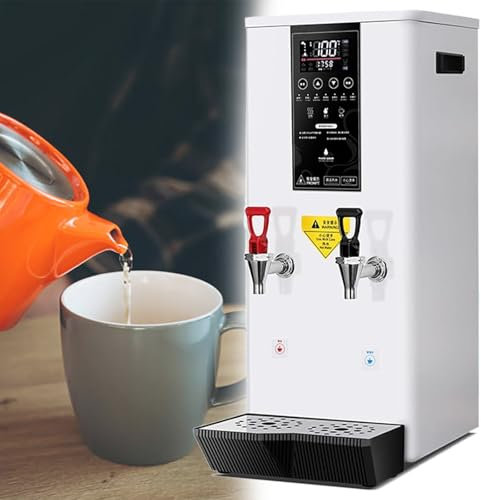 GESAIDES Dispensador de Agua Caliente, Calentador de Agua Comercial, Máquina de Agua Caliente Eléctrica, Acero Inoxidable, 45 l/Hora, Calentamiento por Pasos, para Té Café Oficina Restaurante,White