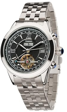 TIME100 Orologio Automatico da Uomo in Acciaio Inox, Cronografo Business con Quadrante Scheletrato, Visualizzazione Giorno/Data/Mese, Impermeabile 30M, Carica Automatica, Regalo Elegante
