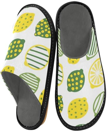 miaozhen Pantoufle pour femme Jaune-vert à pois citron Pantoufles d'intérieur pour femmes Pantoufles en mousse à mémoire de forme Pantoufles pour la maison Chaussons de lit 9