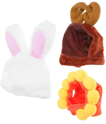 Yardwe 3 Pezzi Cappelli per Orecchie Coniglio Corna e Regolabili in Poliestere per Feste Celebrazioni e Quotidiano Pet Headwear