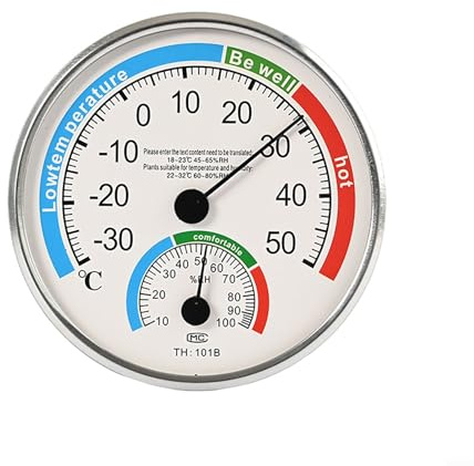 Termómetro higrómetro inalámbrico para pared, interior y exterior, analógico de gran tamaño y fácil lectura de temperatura ℃/℉ y medidor de humedad para hogar, oficina, jardín, indicador de rango de