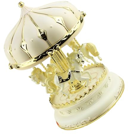 PEPWE Carouselss - Carillon con 3 cavalli, per adulti e bambini, caroselli musicali, decorazione da tavolo, decorazione per la casa, giostra, con luce colorata
