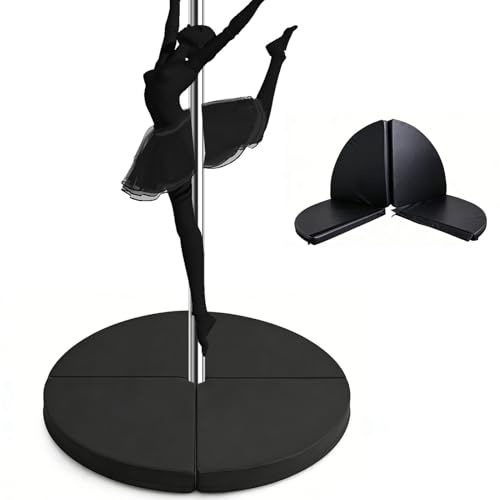 Tappetino per Pole Dance, Tappetino Pieghevole Dance Rotondo, Tappetino Protettivo Circolare per Allenamento di Danza e Esercizio(Size:120 x 3 cm,Color:Nero)