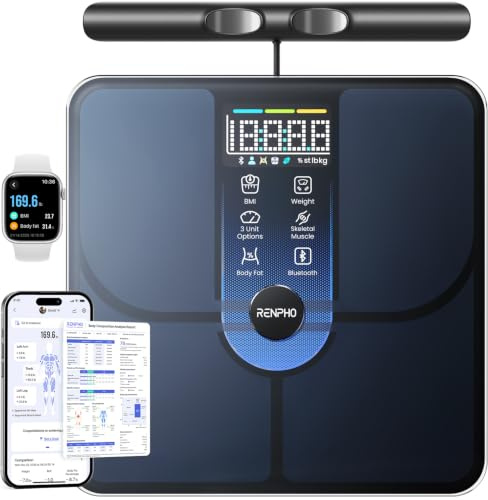 RENPHO Body Composition Scales with Handle, 50+ Metrics, Morphoscan Lite | Smart Scales for Body Weight and Fat with 8-Electrode, Syncs with App for Set Goals and Tracking Fitness, Weight Loss for BMI