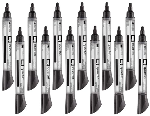 Quartet Glass Board Dry Erase Markers, Premium, Bullet Tip, Black, 12 Pack (79553)