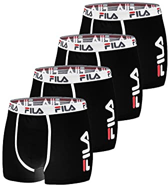 FILA Calzoncillos Hombre Boxer Algodón, Ropa Interior Hombre, Libertad de Movimiento, Cómodo (Lote de 4)