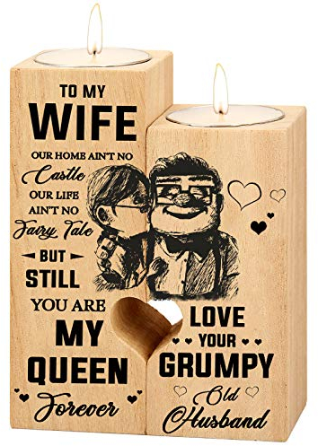 Heart-shaped Candlestick-Candle Valentines-Decoration Birthday-Wooden Candle - craft Candlestick,birthday gifts for wife-anniversary, for her gifts(To My Wife)