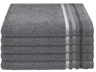 Schiesser Gästetuchset Skyline Color - 5-teilig - 30 x 50 cm - Dunkelgrau