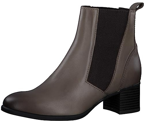 MARCO TOZZI Stivaletti Chelsea Donna in Pelle con Tacco, Taupe, 39 EU