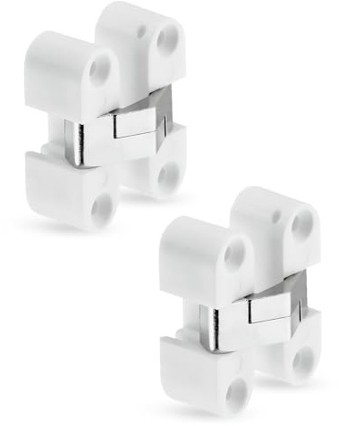 Gedotec Cerniera da Armadio a Incasso in Ottone Opaco Bianco Moderno - 11 x 33 mm, 2 Pezzi