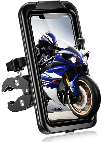 TEUEN Handyhalterung Motorrad, Handyhalter Fahrrad Universal 360° Lenker Halter für Face/Touch ID Telefonhalterung für 4,0-6,8 Smartphone
