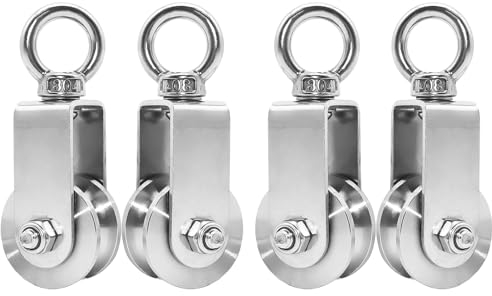 Herbst Umlenkrolle mit Kugellager Umlenkrolle Stahlseil Edelstahl für Seile Gerüstfitness,Tragkraft 250kg(34MM,4pcs)