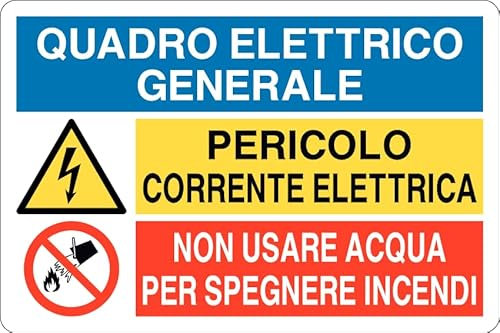 GLOBAL CARTELLO SEGNALETICO MULTI - QUADRO ELETTRICO GENERALE CORRENTE ELETTRICA... - Adesivo Extra Resistente, Pannello in Forex, Pannello In Alluminio (Adesivo, 30x42 cm)