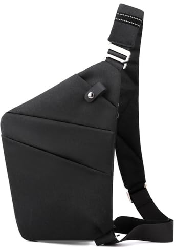 SOUUXIU Tasca sul petto per uomo/donna, leggera, multifunzionale, borsa a tracolla da viaggio scientifica per attività all'aperto, moda, tempo libero, affari, borsa a tracolla sinistra/destra, Spalla