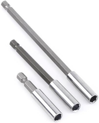 Juego de 3 brocas de vástago hexagonal, soporte magnético para taladro, destornillador, juego de 1/4 pulgadas de extensión, 60 mm/100 mm/150 mm