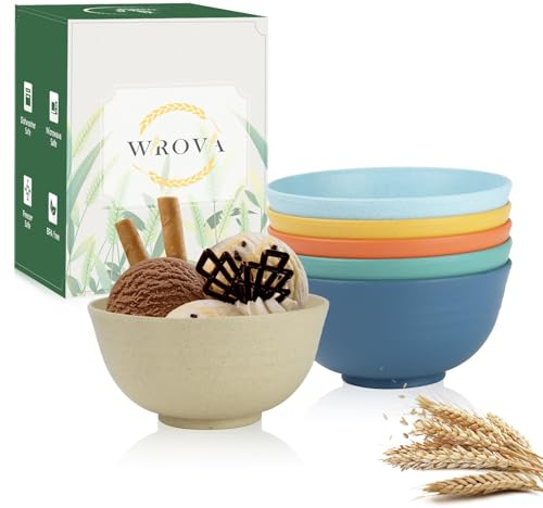 Unbreakable Wheat Straw Bowls for Kids, 10 oz Snack Bowls Set of 6, Small Handy Bowls Set for Snack, Dessert and Appetizer,Multi Color