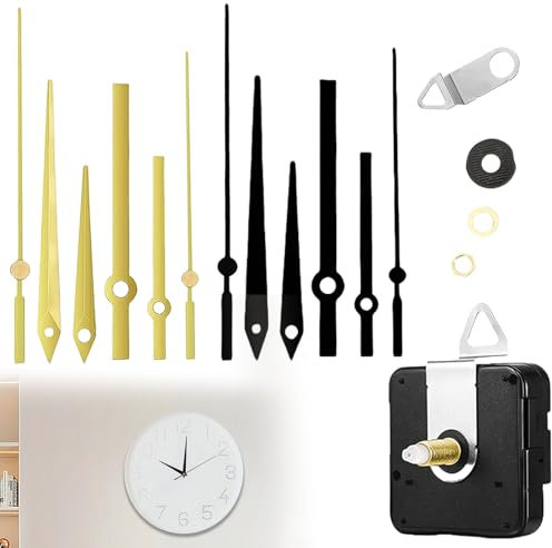 WIYETY Kit d'horloge murale radio-pilotée à quartz avec 4 sets d'aiguilles, deux couleurs, deux formes, mouvement radio-piloté silencieux et précis pour remplacement, jeux libres, projets d'horloge