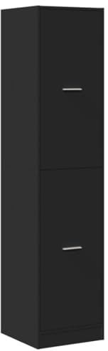 vidaXL Apothekerschrank, Ausziehschrank mit Stauraum, Allzweckschrank für Wohnzimmer Büro, Nischenschrank Hochschrank Aufbewahrungsschrank, Schwarz Holzwerkstoff