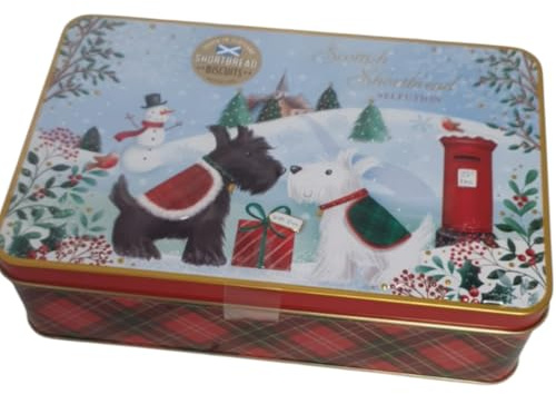 Scottish Shortbread Fingers in Festive 200g Christmas Scene Gift boxAssorted Shortbread Biscuit Set Ideal Christmas Treat Comes in assorted Scene box(Style 2- Dogs Snowman Scene box)