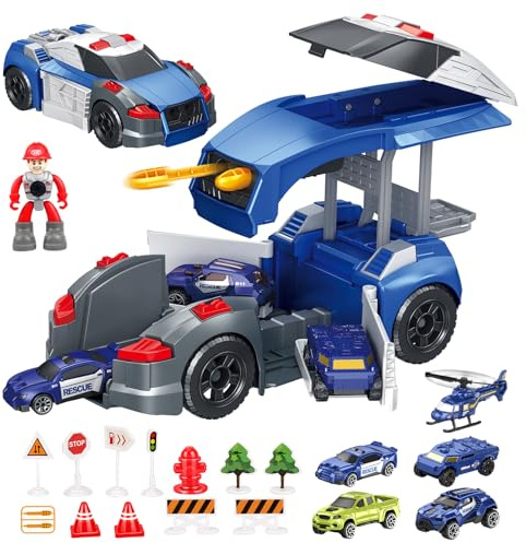 18 en 1 Voiture de Police Enfant,Voiture Jouets,Jouet Enfant 3 Ans Garçons Filles,Cadeau pour 3-12 Ans