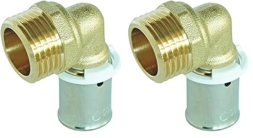 SOMATHERM FOR YOU, Coude mâle à sertir 15/21 pour tubes PER Ø16 - Installation rapide et fiable - Acier inoxydable résistant à la corrosion - Compatible avec outils H, U, RF - 10 bars max (Lot de 2)