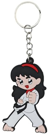Playwell Llaveros de artes marciales – Llavero de goma para niños Taekwondo estilo dibujos animados (H558), blanco, 8cm