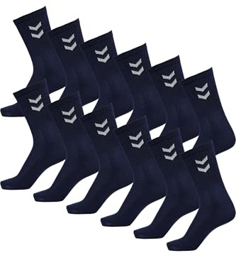 Hummel - Juego de 3 calcetines en gris, rojo o azul - REFLECTOR FUNDAMENTAL 3-PACK SOCK - Calcetines con soporte para el dorso del pie - Calcetines deportivos para ocio y deporte, 41-45