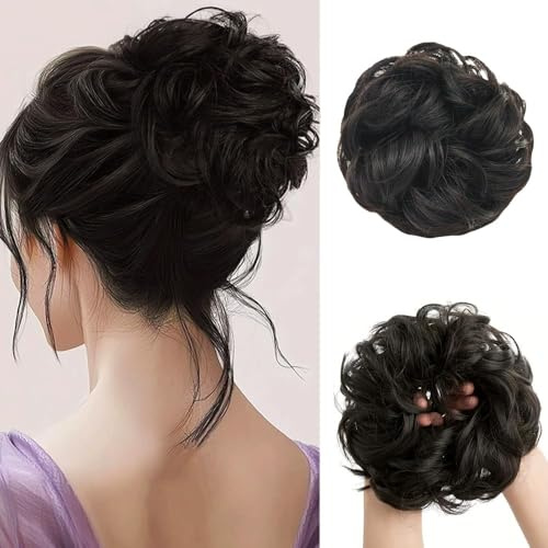 FDEETY Chignon Bouclé Synthétique 25g Postiche Cheveux Naturel Messy Bun Scrunchie Coiffure Updo Élastique Extension Capillaire