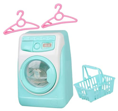 QUMIIRITY Lavadora de Juguete Electrodoméstico Mini para Niñas, Tamaño Compacto de Plástico, Función Simulada Sonido y Luz, Juguete Cognitivo para Juegos en Casa de Muñecas, 1 Unidad