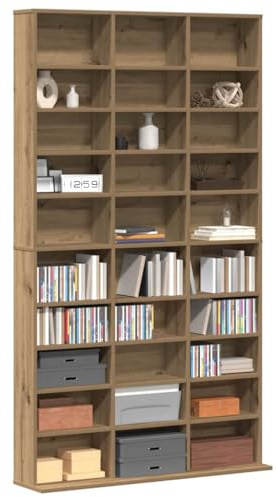 vidaXL Cabinet para CDs Roble Artesanal 101 x 23 x 177,5 cm, Armario Moderno, Rectangular para Medios, Organizador Compacto de CDs, solución práctica, Muebles para Sala