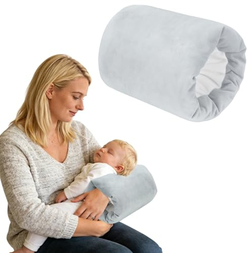 Blublu Park liten amningskudde och miniamningskudde för spädbarn, armmatskudde med utbytbart överdrag, amningskuff för flaskor och amning, ergonomisk amningskudde för nyfödda (grå)
