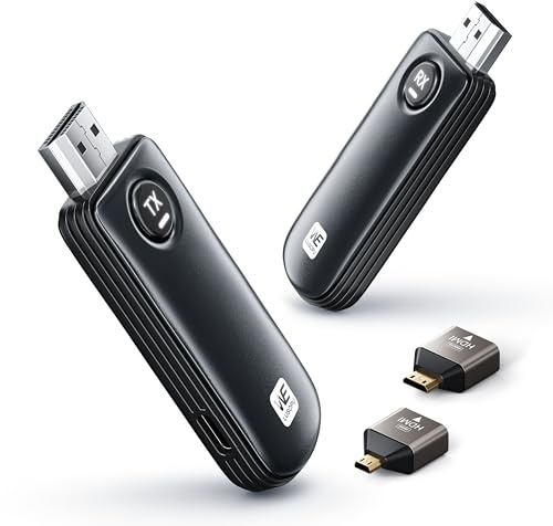 Émetteur et Récepteur HDMI sans Fil 1080P, 5.8G Transmission Rapide, Transmetteur HDMI sans Fil pour Streaming Vidéo Audio File pour Ordinateur Portable/PC/TV vers Un Moniteur/HD TV/Projecteur - 50M