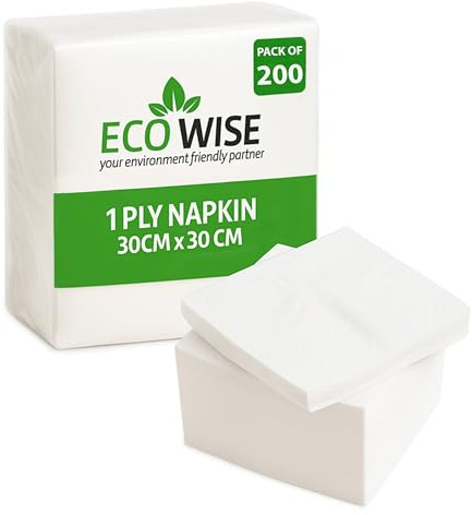 BH | Soft Paper Napkins | Disposable Table Napkin | 1 Ply 30 X 30 cm | 200 Pcs | Ultra Soft & Absorbent | Serviettes Tissue Paper for Wedding Parties Birthday Christmas & Everyday Use - by Best House