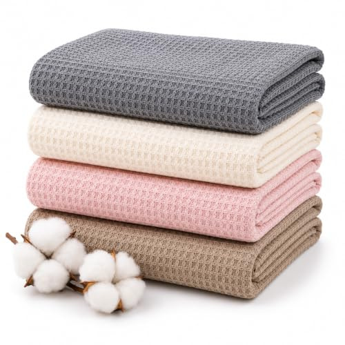 TRAUMO Geschirrtücher Baumwolle 4er Set - Küchenhandtücher 45 × 65 cm, saugstark & schnelltrocknend, Waffelstruktur, Fusselfrei
